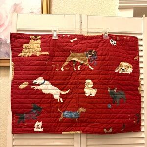 PLOW&HEARTH Playful Dog Patterned Red Quilted Sham